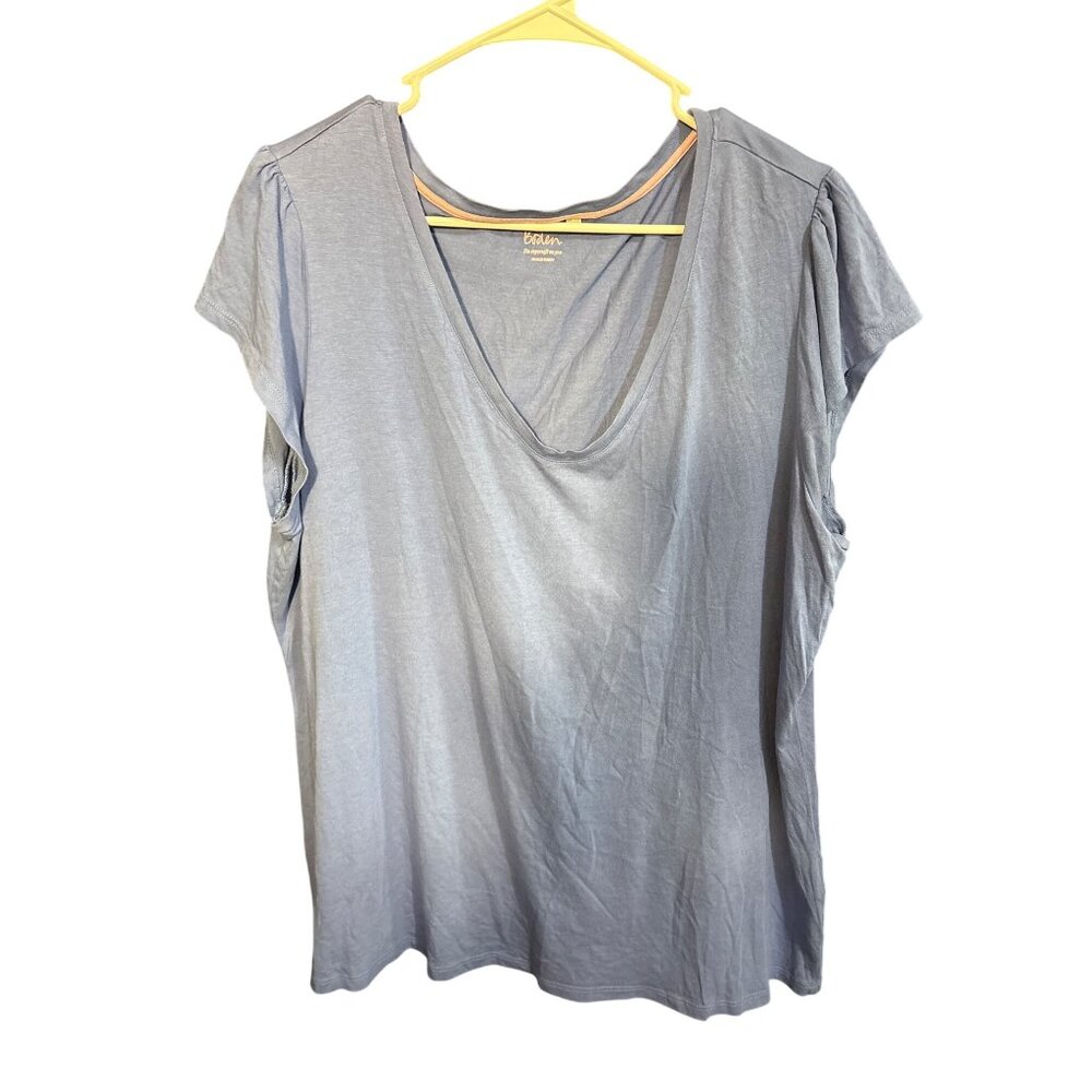 Boden Womens Light Blue Short Sleeve Top US 18 V-Neck Soft‎ Lightweight Casual